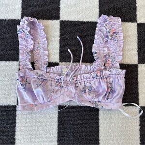 More to come Sloane Ruched Crop Top in Lavender